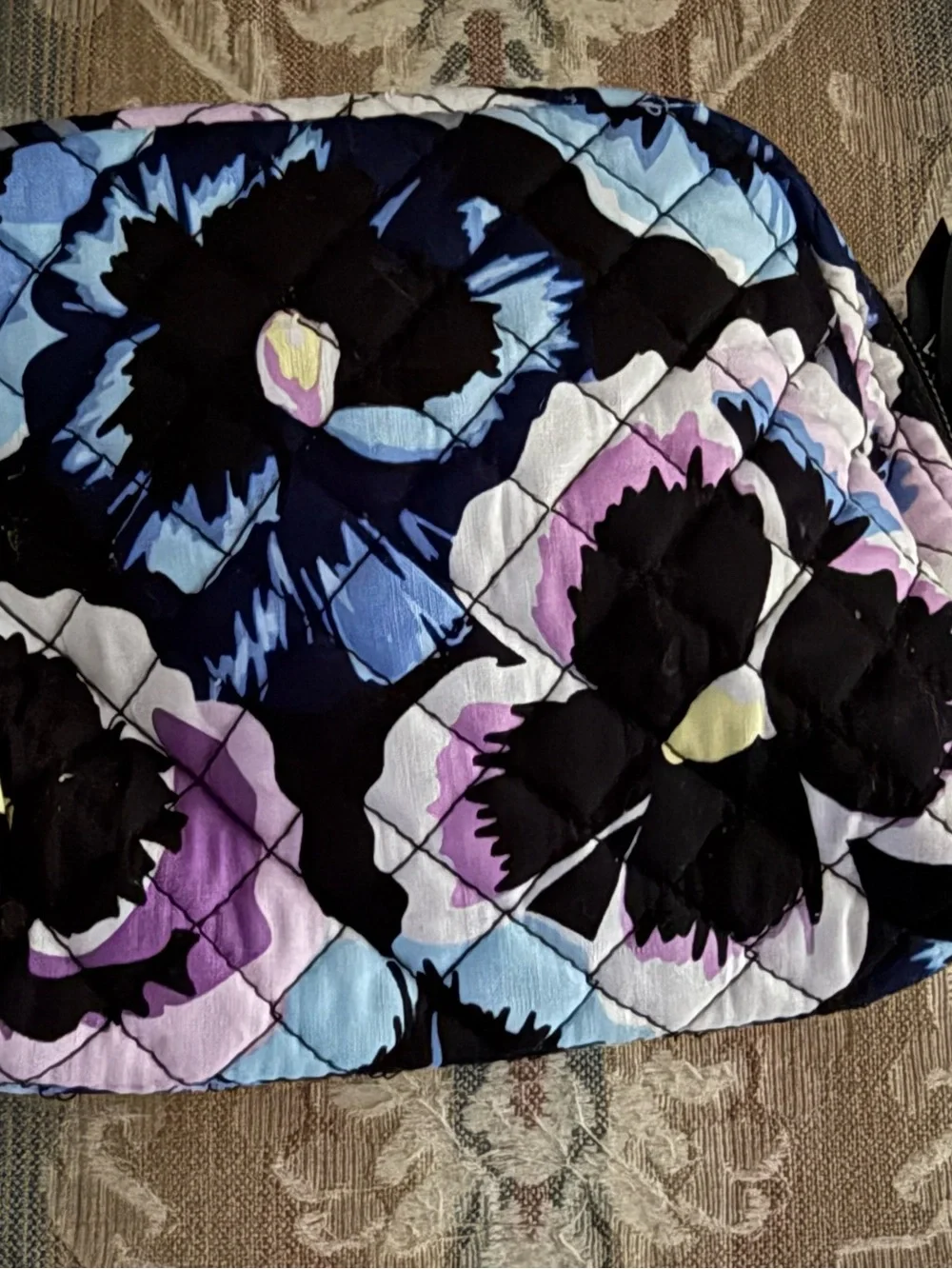 Vera Bradley medium cosmetic plum pansies NWT